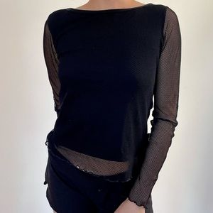 Mesh long sleeve top